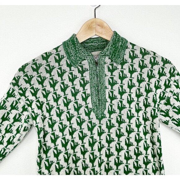 NWT Gucci Kids Half Zip Pullover Sweater In Green&White Size 6 - Picture 3 of 10